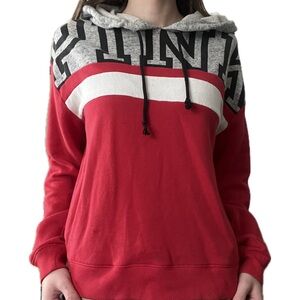 PINK Victoria Secret Red and Gray Women's Hoodie